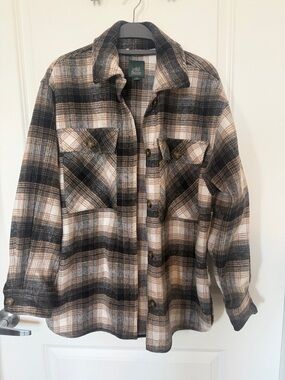 Black, Cream & Brown Plaid Shacket